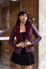 Super cute burgundy leather jacket with fur collar (XS/S)