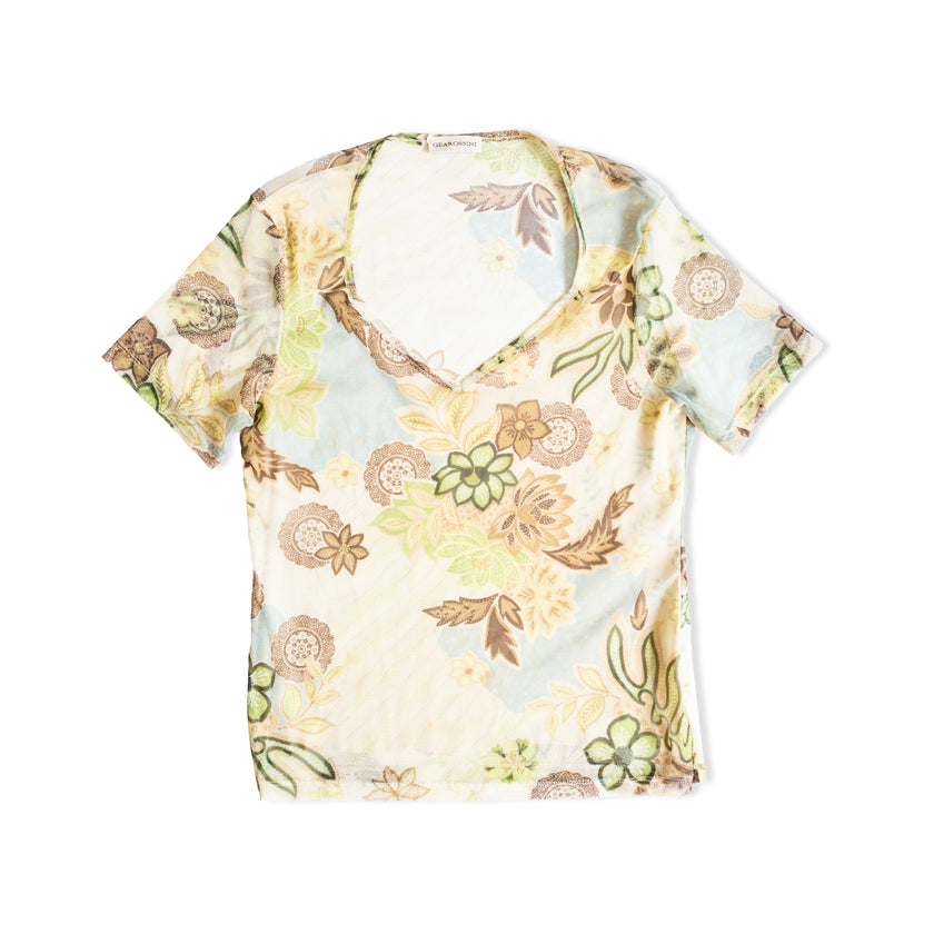 Super cute floral mesh top (L/XL)