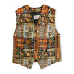 Vintage Mens Multicolor Patchwork Tapestry Button-Front Waistcoat Vest (XL)