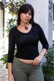 Motivi 3/4 sleeves black top