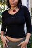 Motivi 3/4 sleeves black top