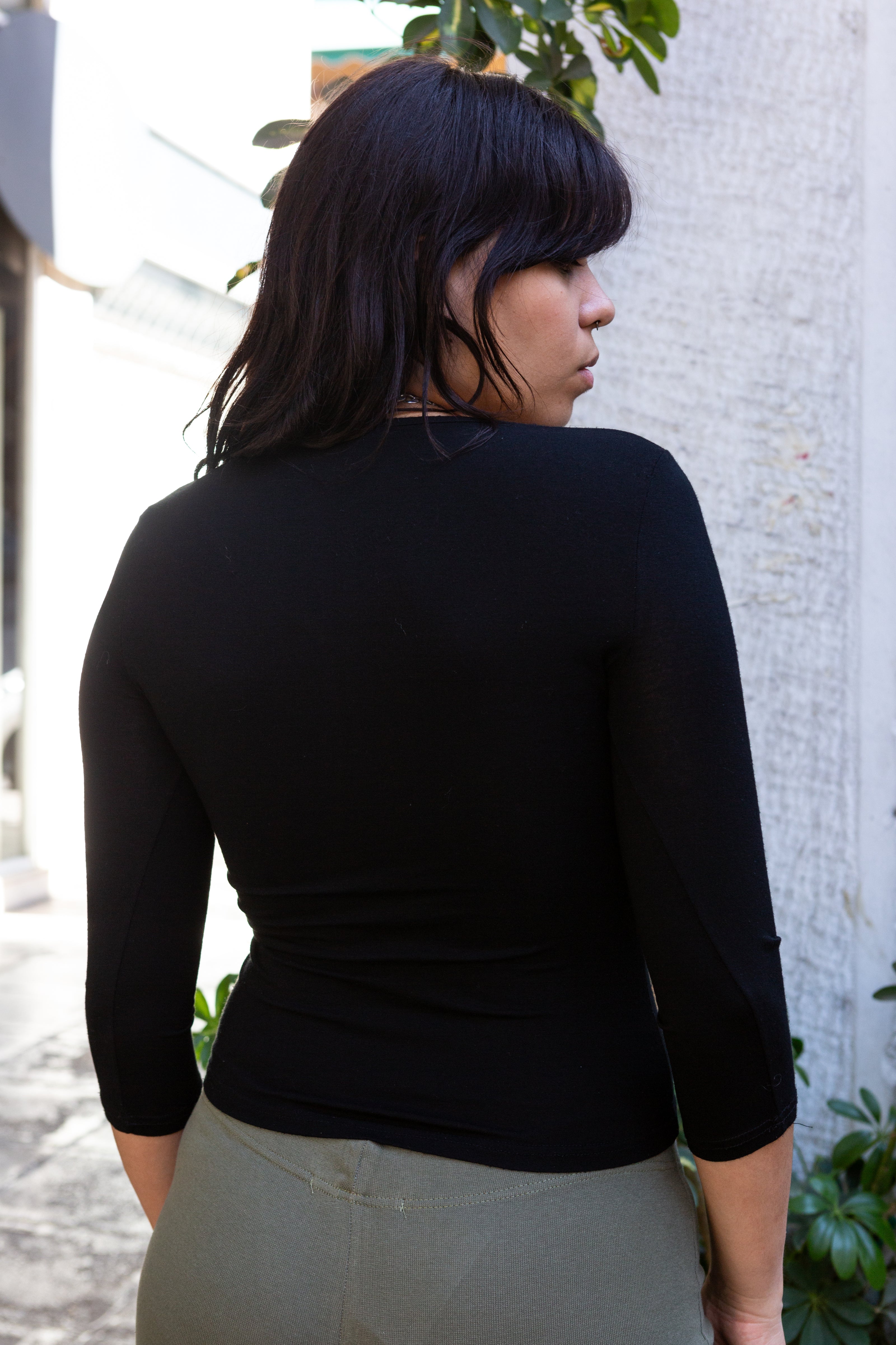 Motivi 3/4 sleeves black top