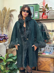 Unique forest green genuine leather Afghan coat /cape