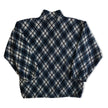 Vintage Diamond Pattern Fleece Pullover – Half-Zip with Drawstring Hem (L)