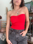 Deadstock strapless rib top (red)