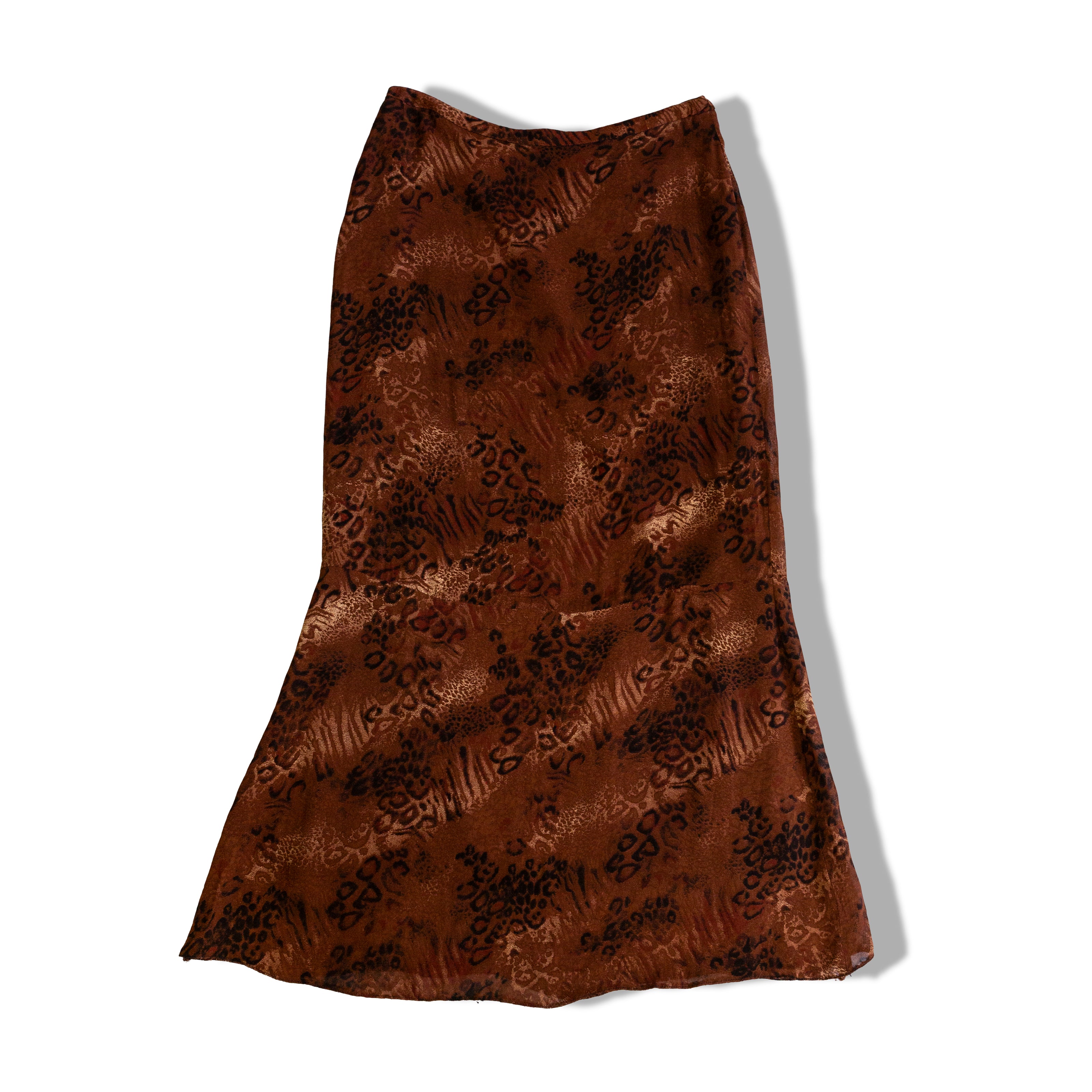 Vintage animal print long skirt with side zipper