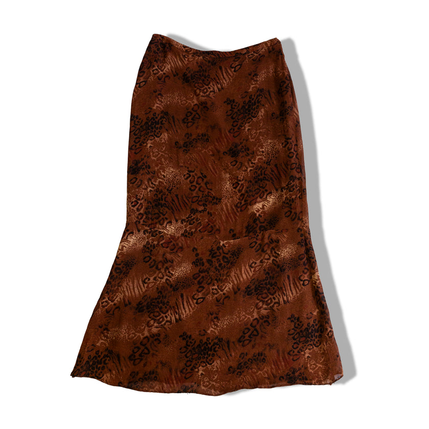 Vintage animal print long skirt with side zipper