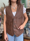 Vintage faux leather brown vest