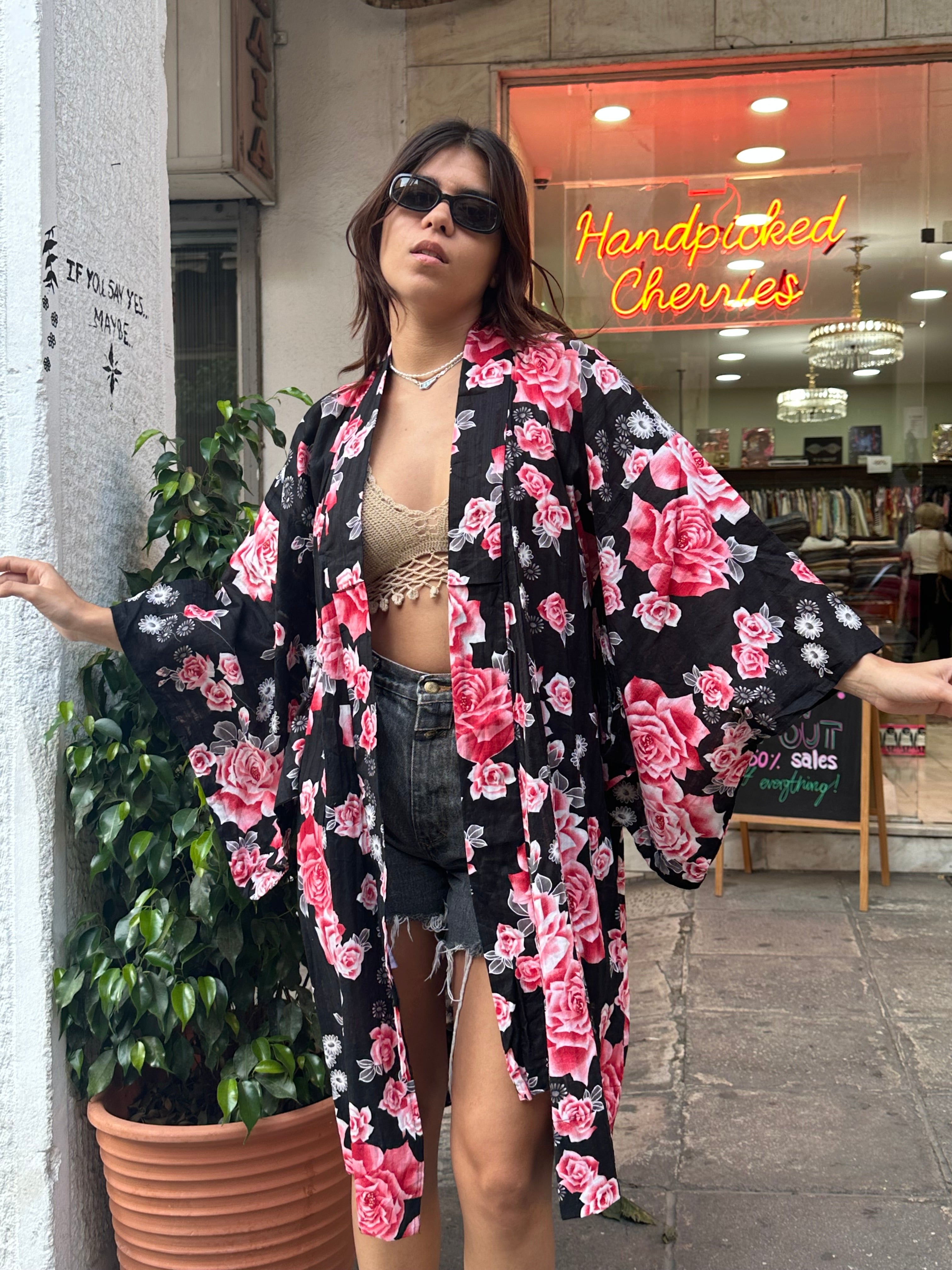 Vintage floral yukata robe