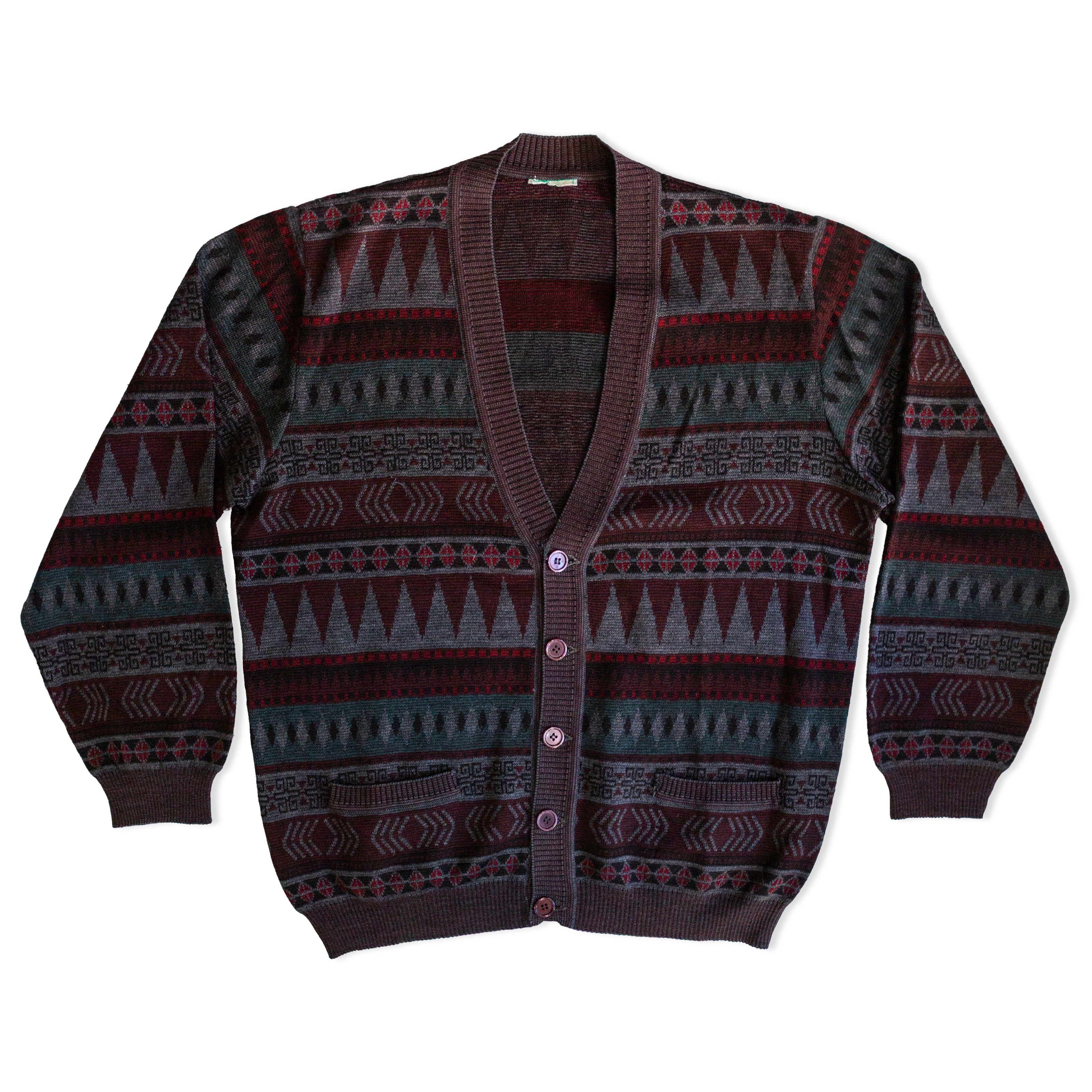Vintage men’s wool/Acrylic blend funky knit cardigan (XS/S)
