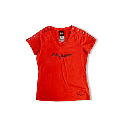 Harley Davinson top with snap buttons on the sleeves (woman)