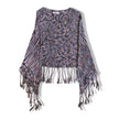 Boho knitted “Old Molly” cape with fringed edges