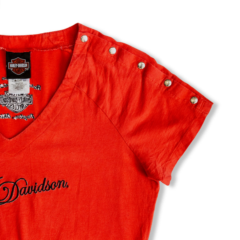 Harley Davinson top with snap buttons on the sleeves (woman)