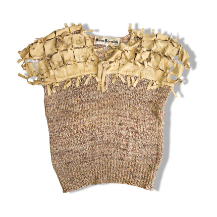 Vintage knit vest with faux suede deatils