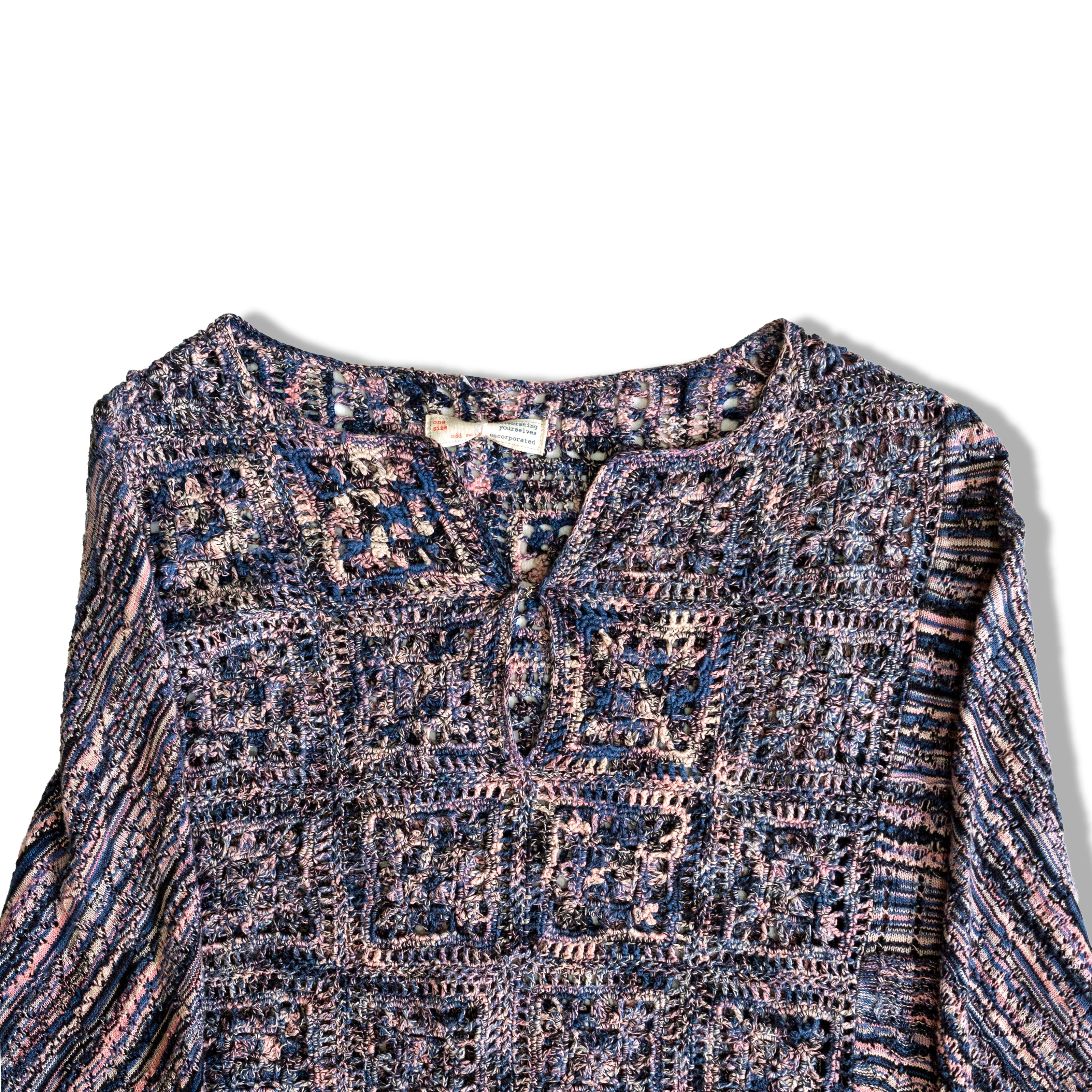 Boho knitted “Old Molly” cape with fringed edges