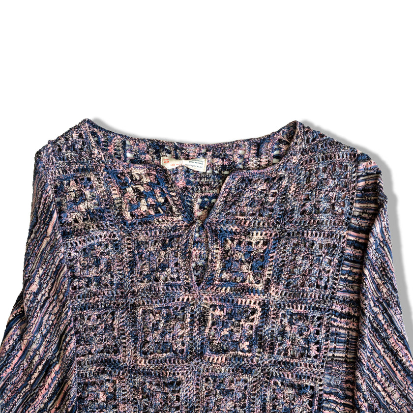 Boho knitted “Old Molly” cape with fringed edges