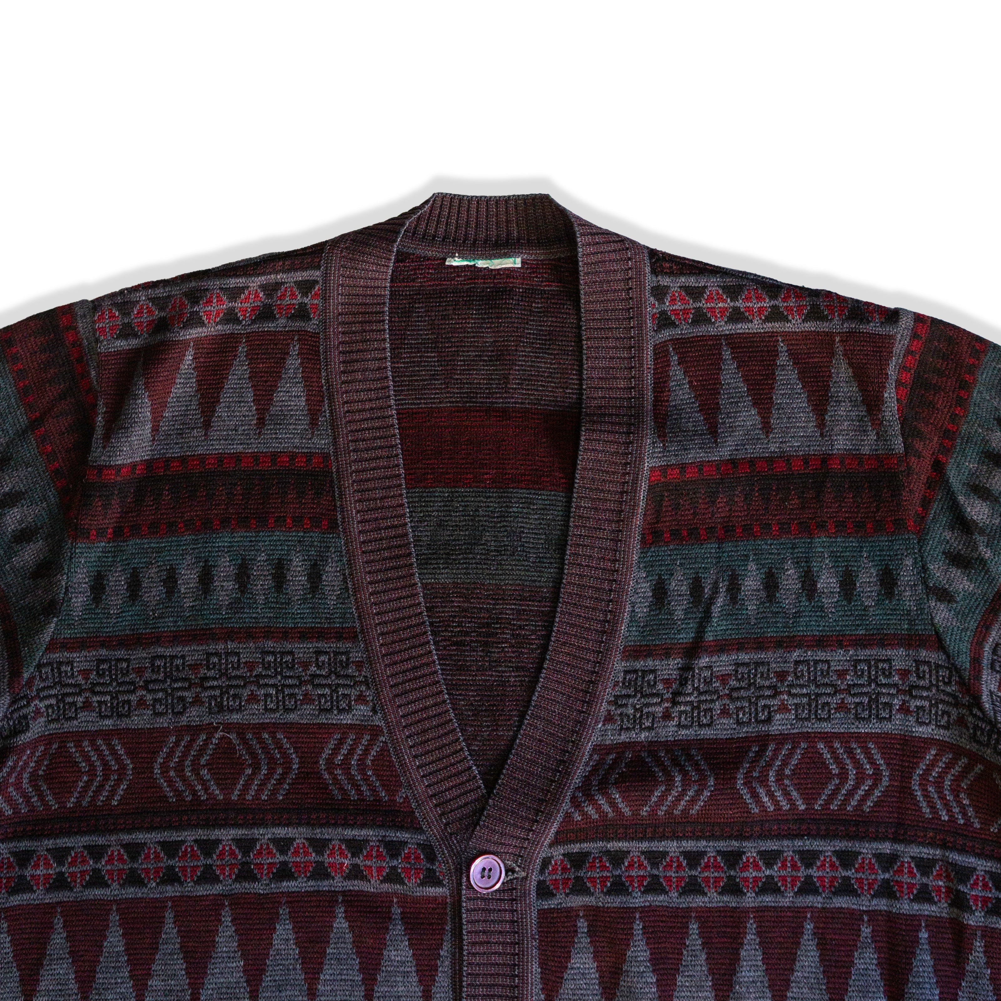 Vintage men’s wool/Acrylic blend funky knit cardigan (XS/S)