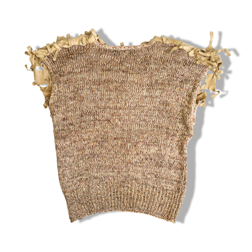 Vintage knit vest with faux suede deatils