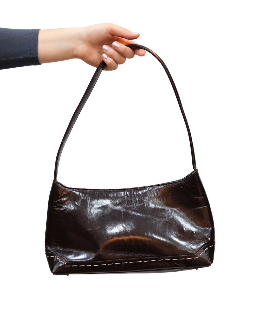 Lorbac vintage burgundy baguette shoulder bag with verlvet lining