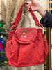 Vintage red suede bag with gem stones