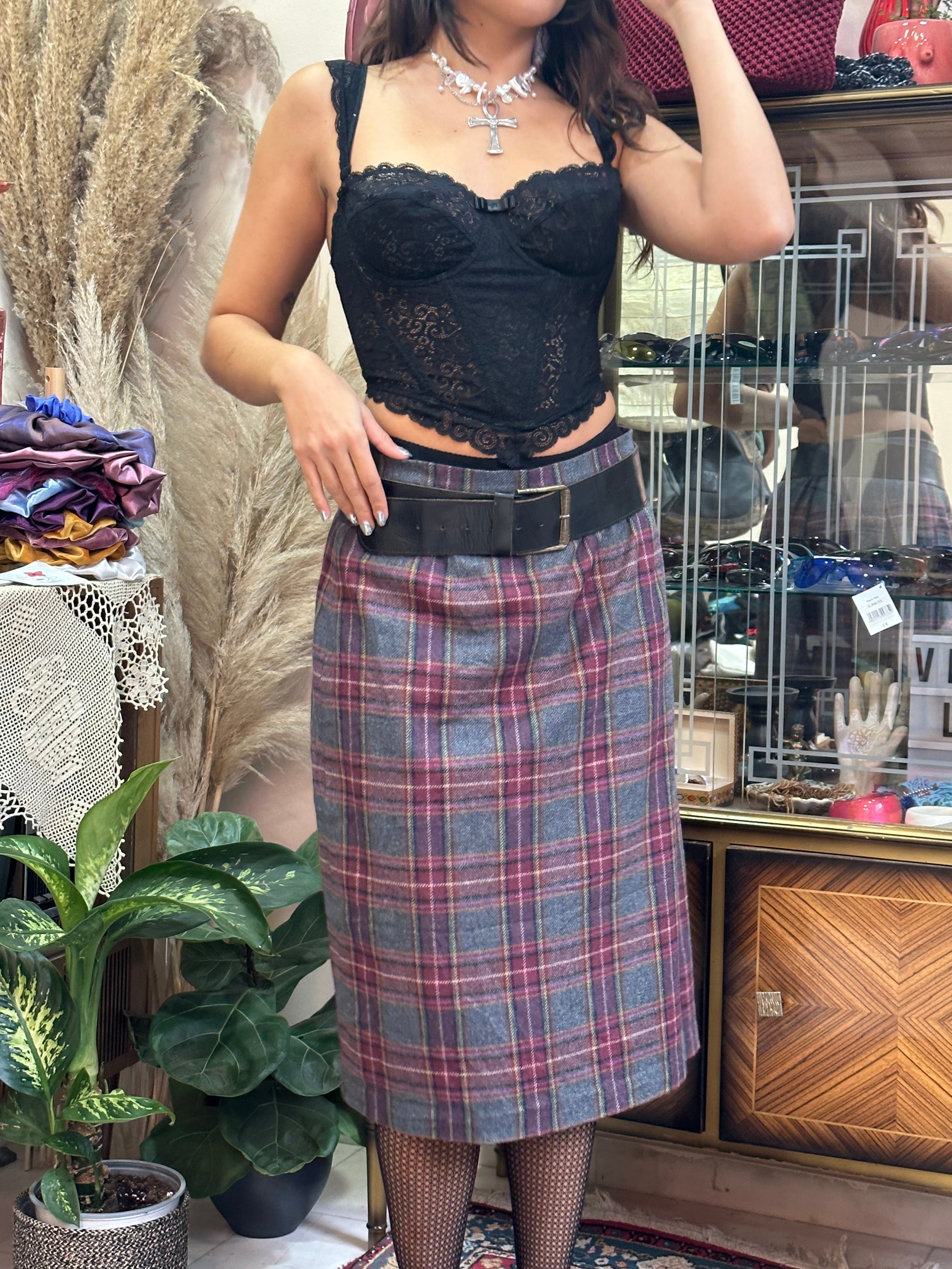 Vintage wool plaid skirt