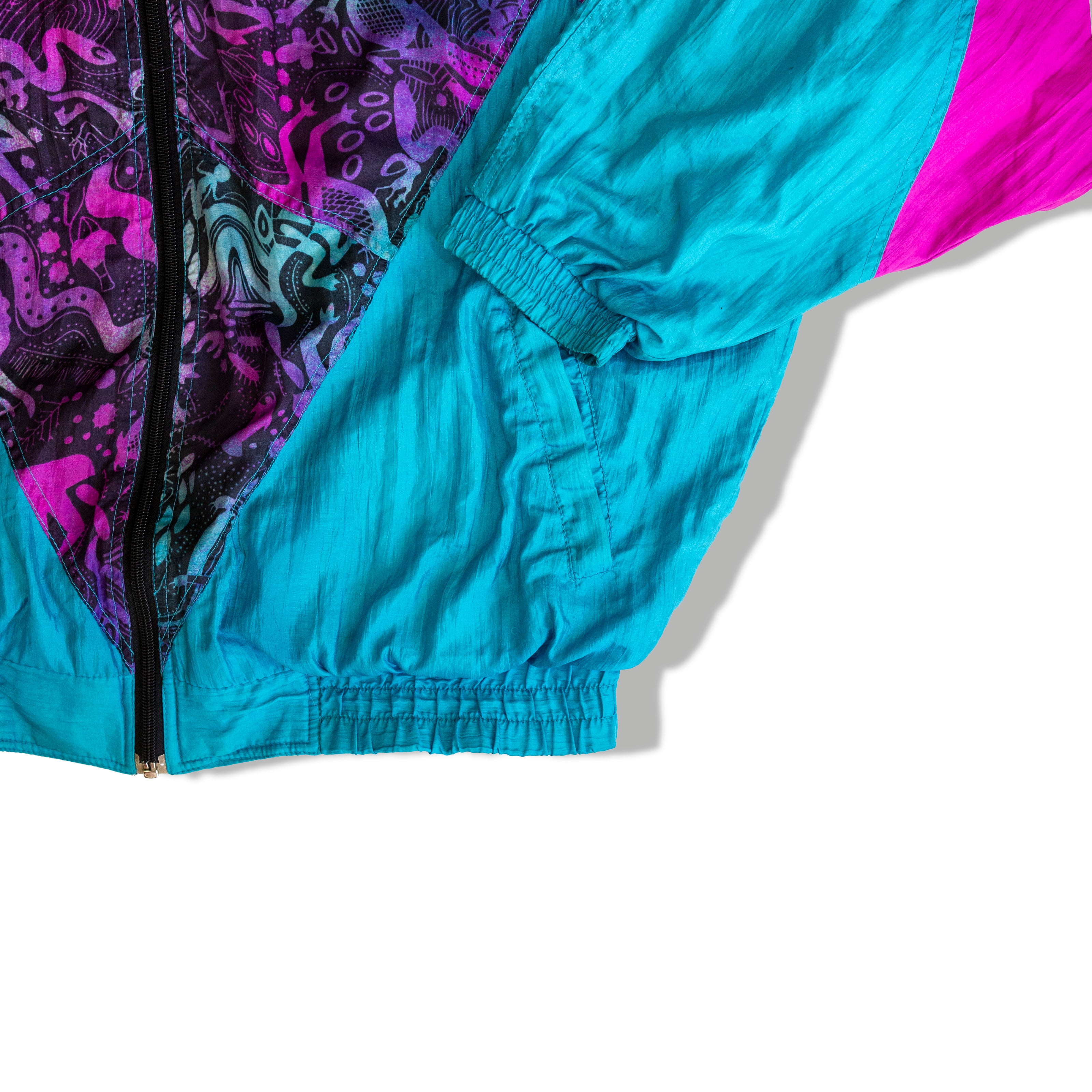 Vintage funky paterned winbreaker with removable sleeves (M/L)