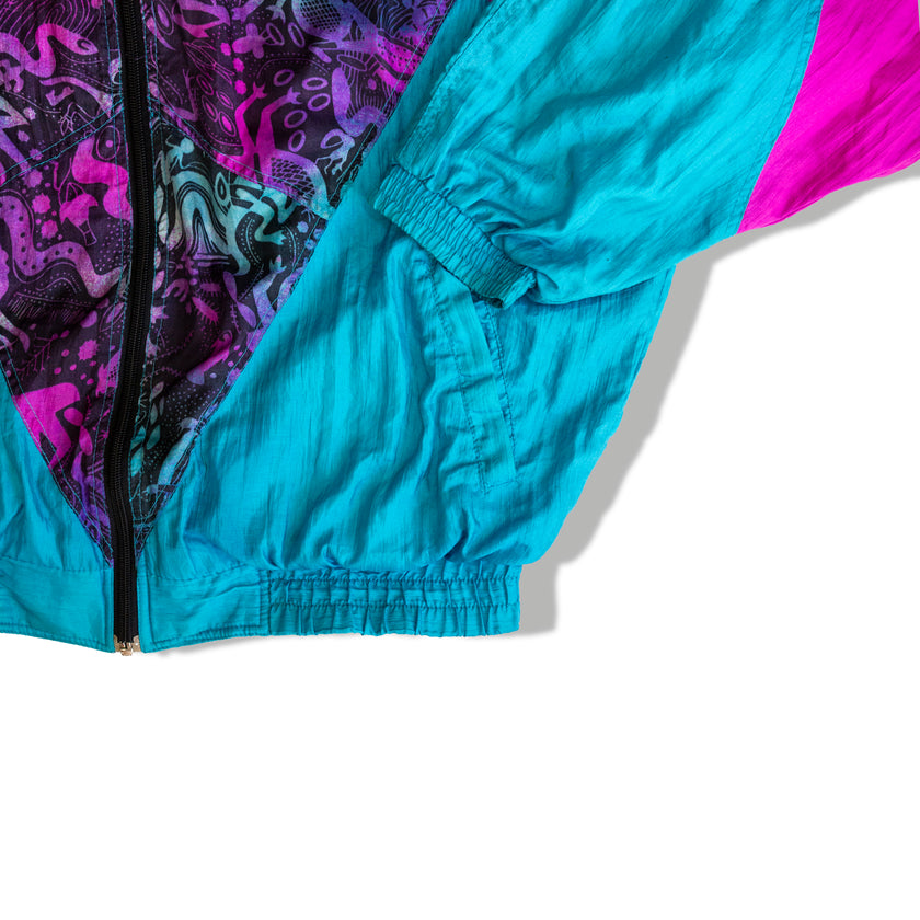 Vintage funky paterned winbreaker with removable sleeves (M/L)