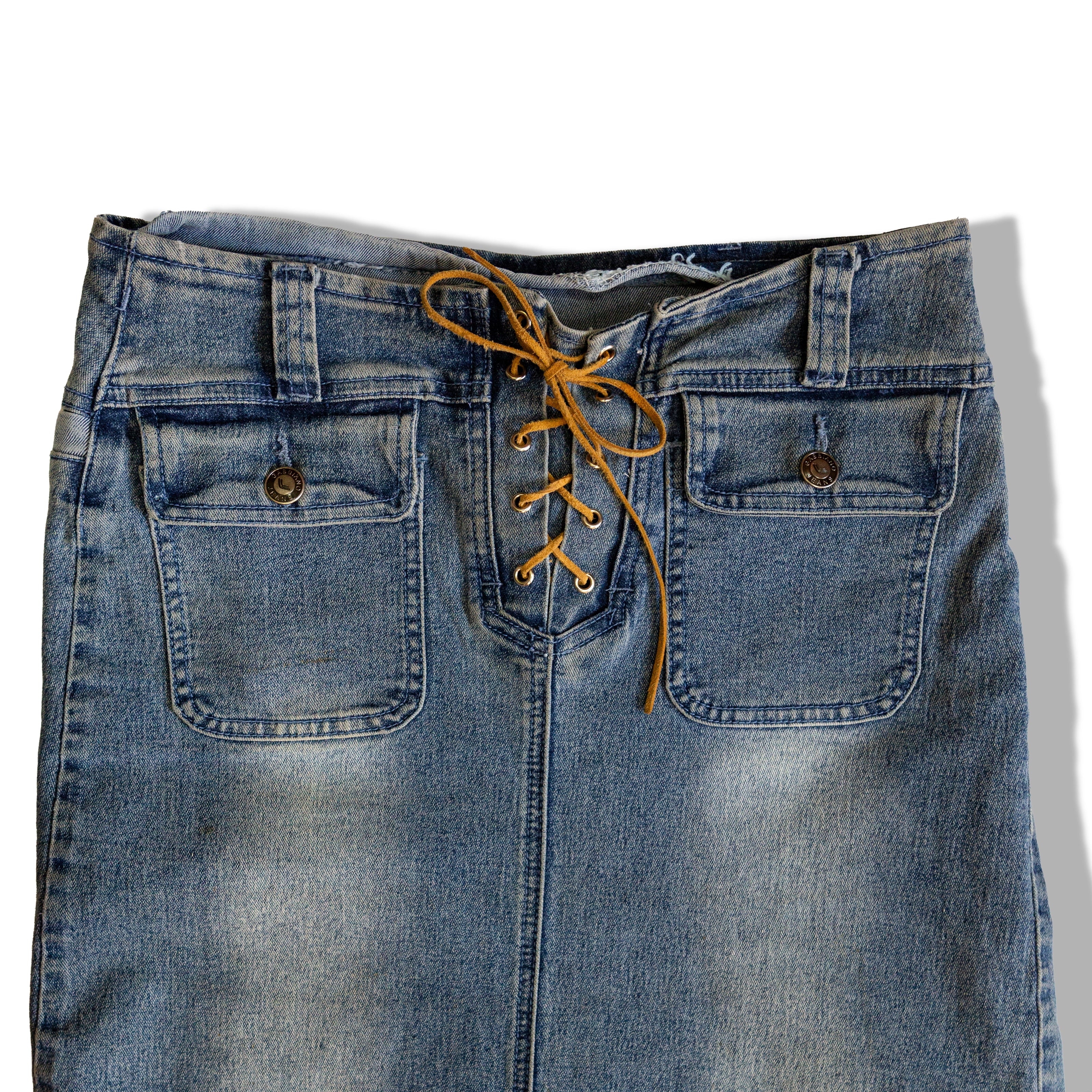 Denim low waisted skirt with slits on the sides (S/M - elastic material)