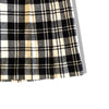 Vintage 70s style 100% Wool Plaid Black Ivory Pleated Midi skirt