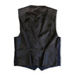 Navy Blue Textured Double-Breasted Waistcoat Vest with Satin Back (L)