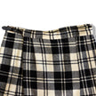 Vintage 70s style 100% Wool Plaid Black Ivory Pleated Midi skirt