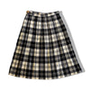 Vintage 70s style 100% Wool Plaid Black Ivory Pleated Midi skirt