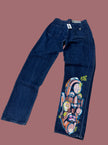 Deadstock high waisted hand painted jeans