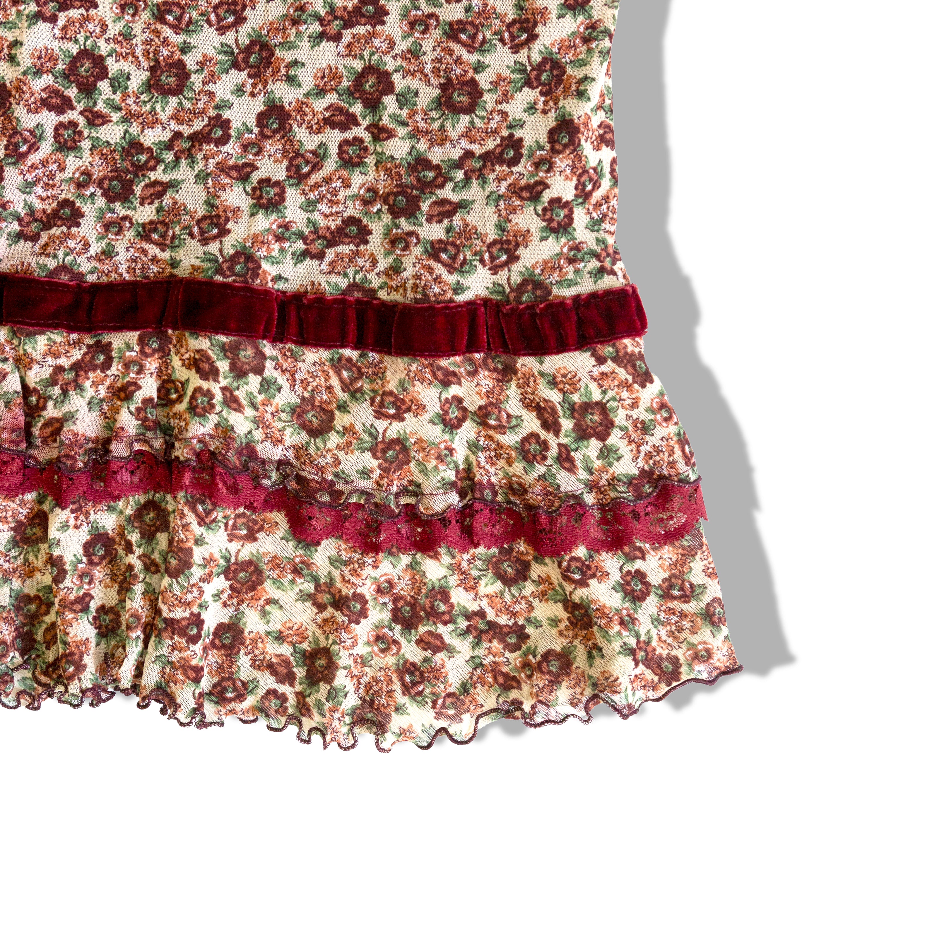 Vintage mesh floral midi skirt (S)