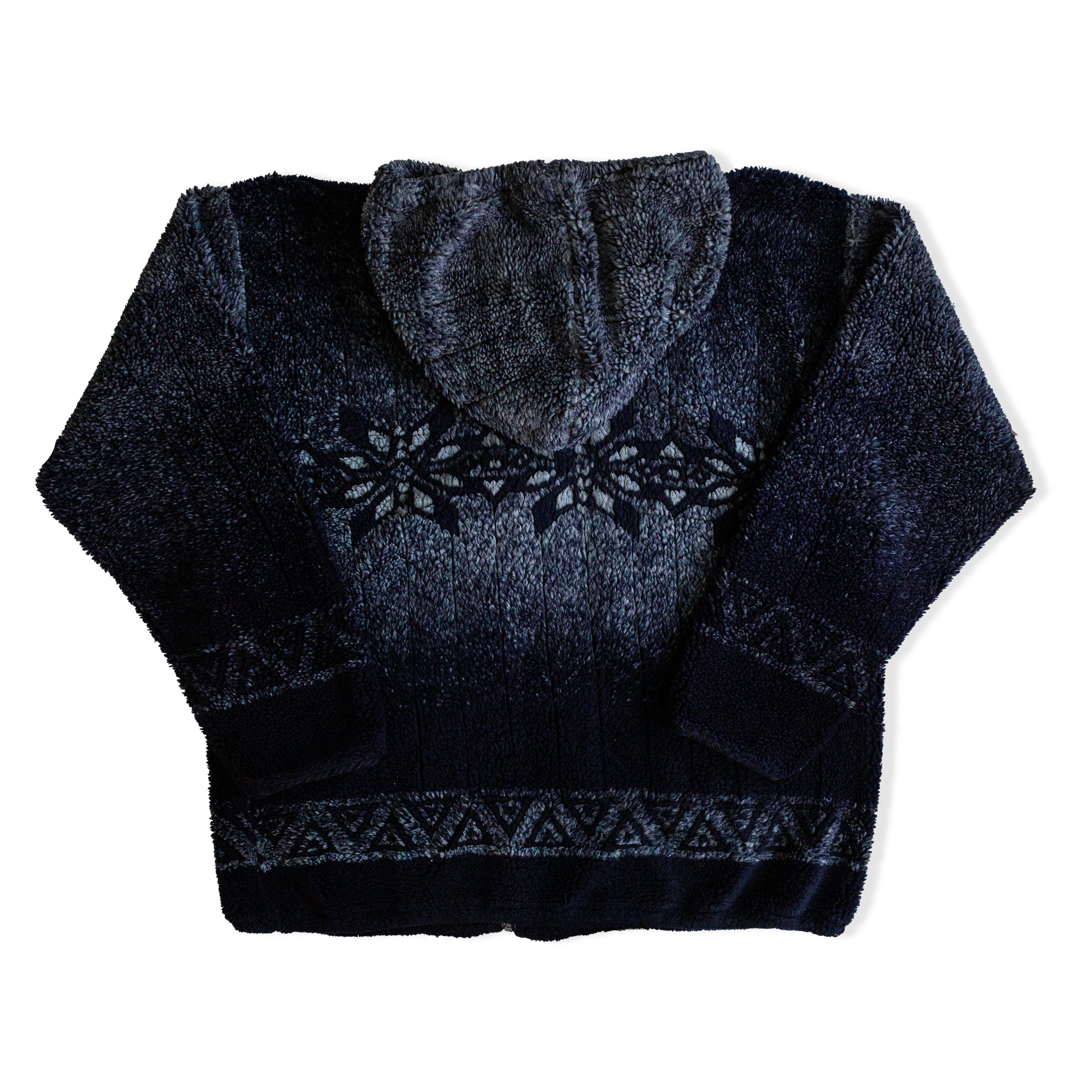 Vintage Men’s Sherpa Fleece Hooded Jacket – Black Zip-Up (XXL)