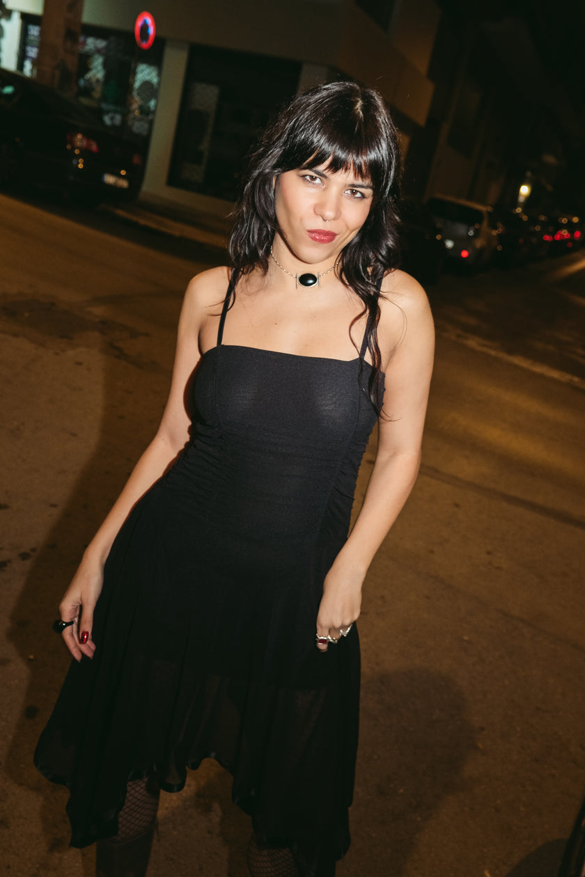 Super hot black asymmetrical mesh dress (S/M)