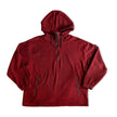 Vintage Men’s Hooded Fleece Pullover – Burgundy Half-Zip Jacket (M)