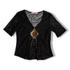 Vintage black mesh top with emboidered beads
