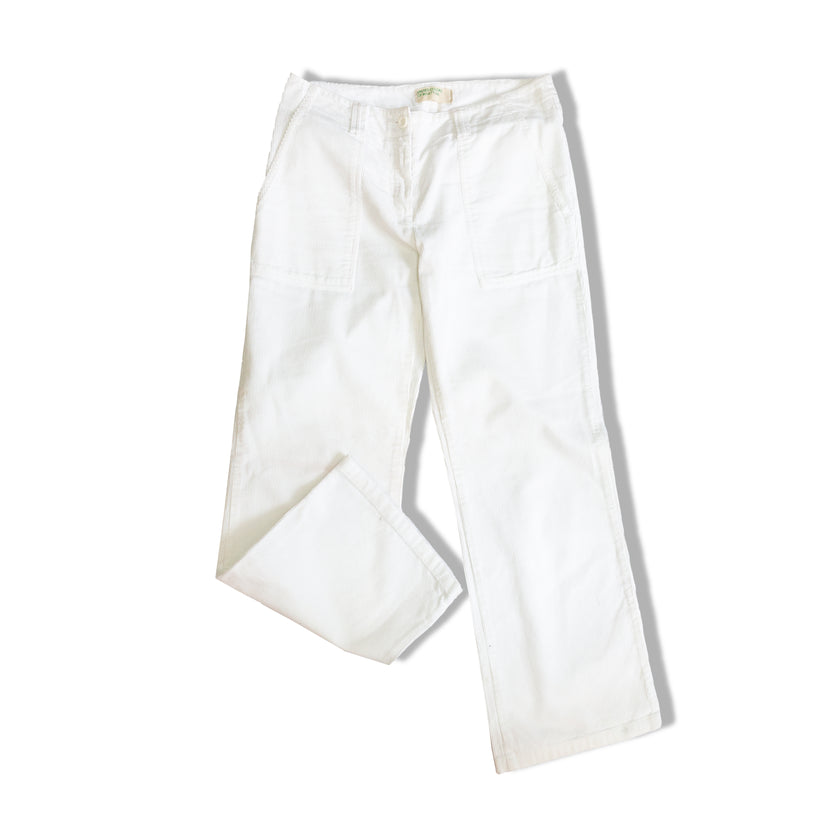 UNITED COLORS OF BENETTON LOW WAISTED WHITE CORDUROY PANTS