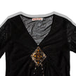 Vintage black mesh top with emboidered beads