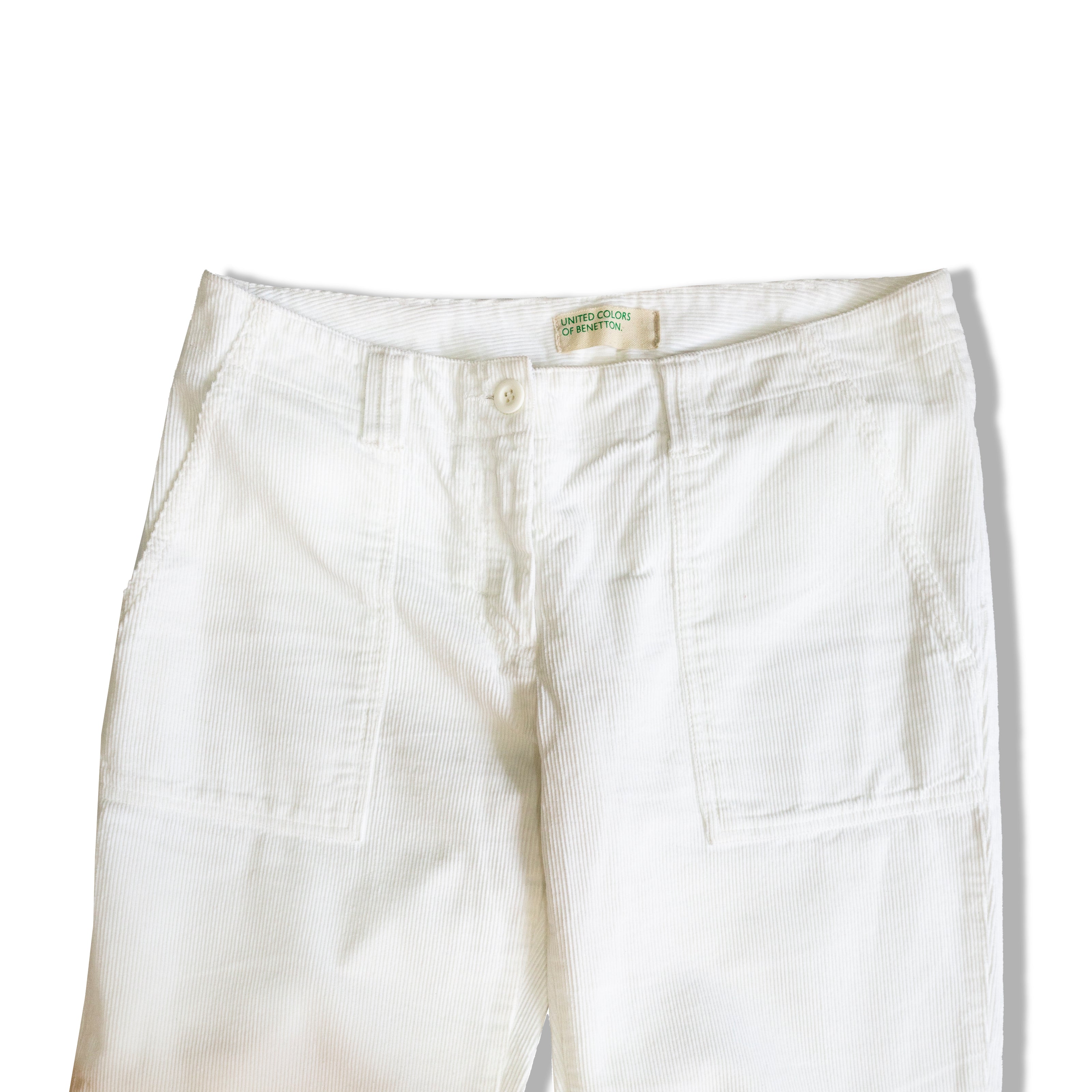 UNITED COLORS OF BENETTON LOW WAISTED WHITE CORDUROY PANTS