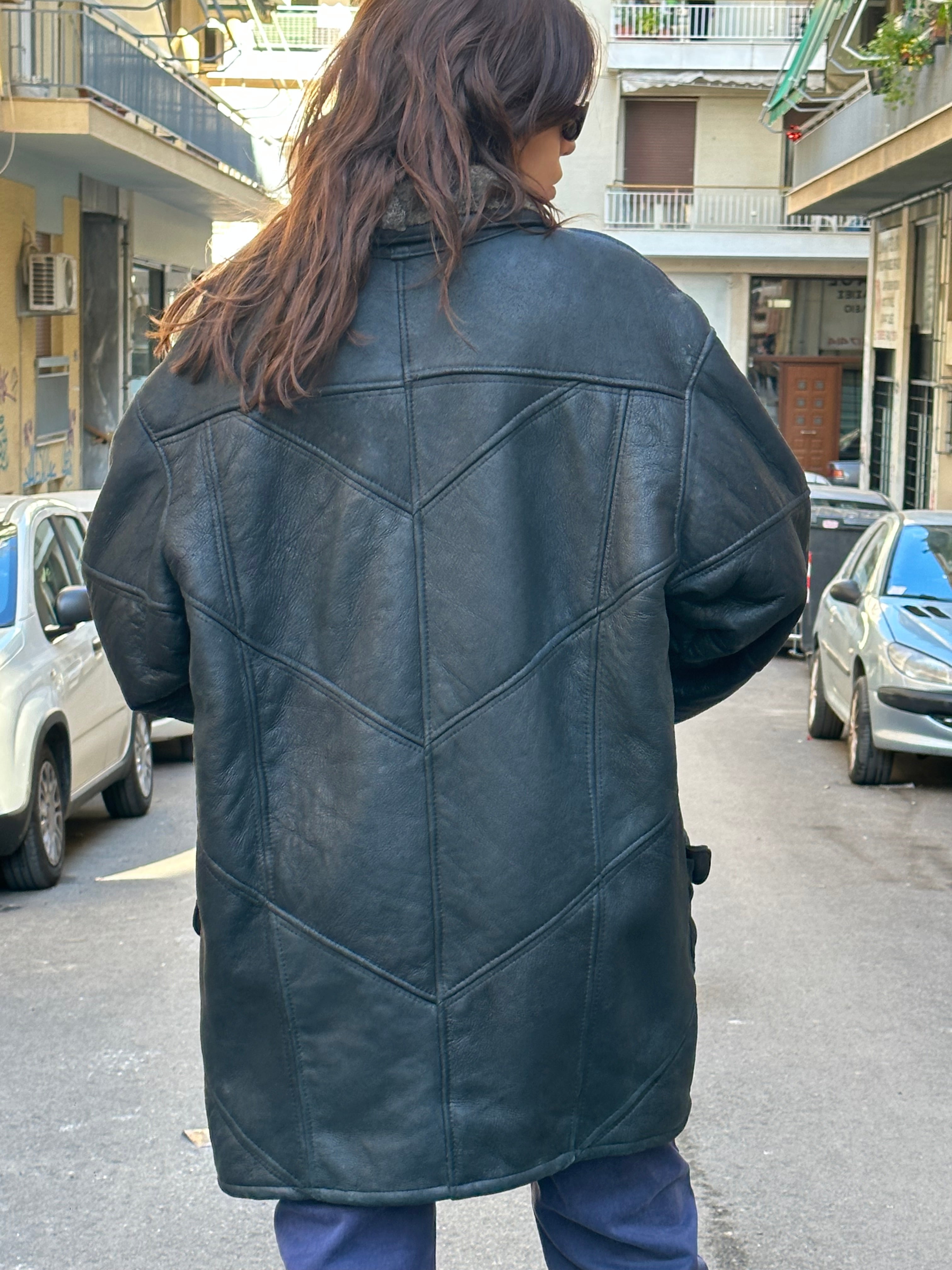 Vintage leather shearling jacket