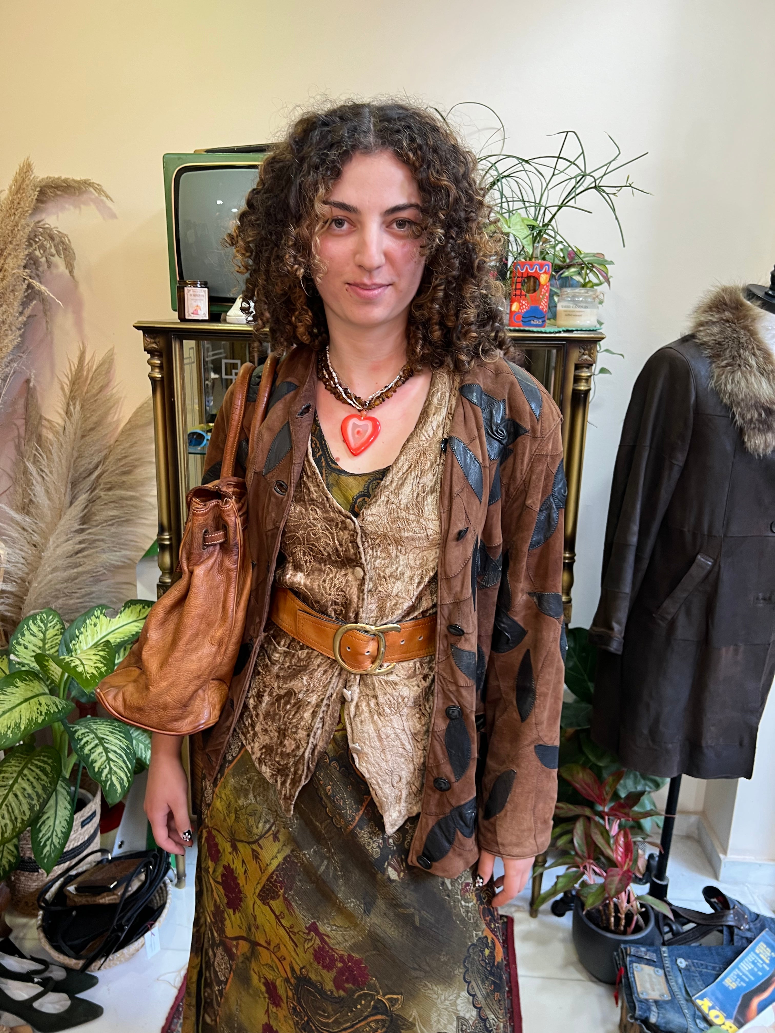 Vintage velvet embroidered vest