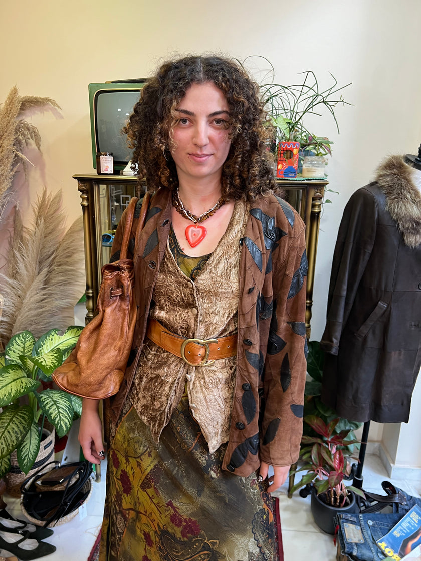 Vintage velvet embroidered vest