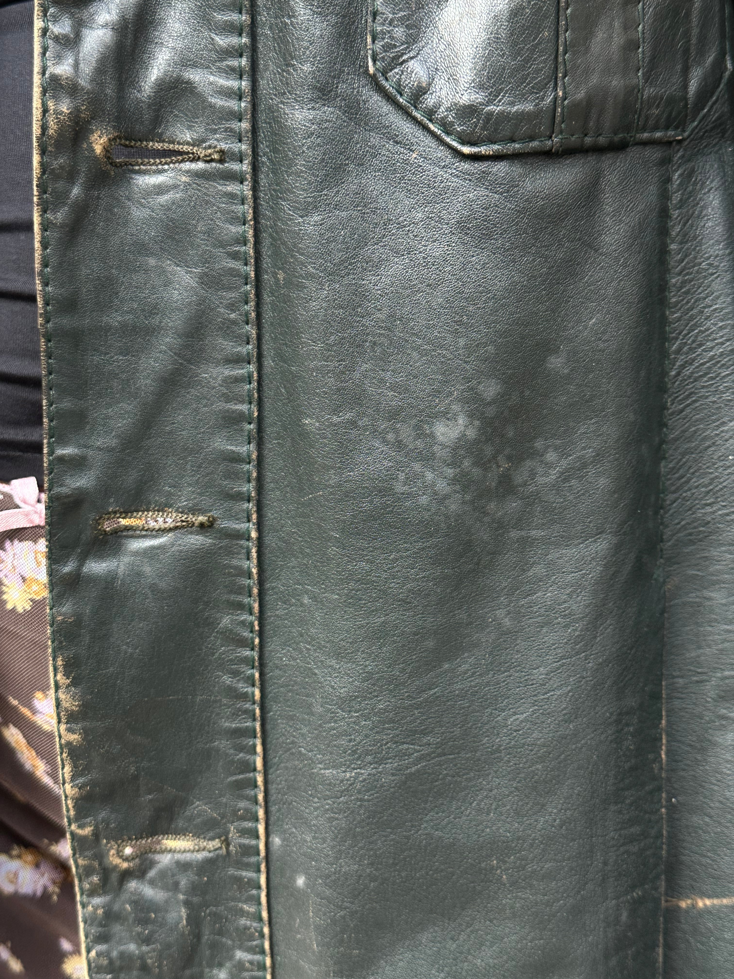 Vintage dark green leather jacket