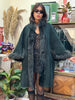 Unique forest green genuine leather Afghan coat /cape