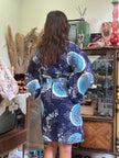 Vintage patterned cotton yukata robe with belt