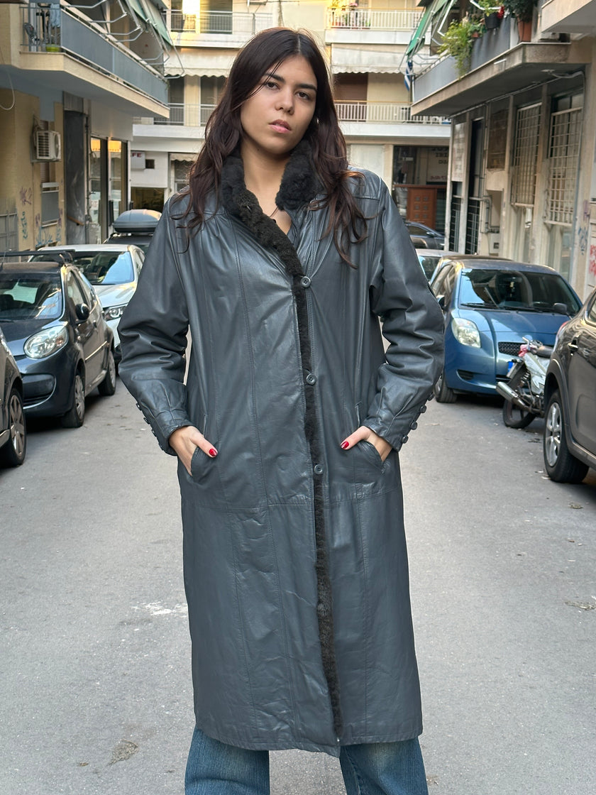 Vintage genuine leather grey jacket