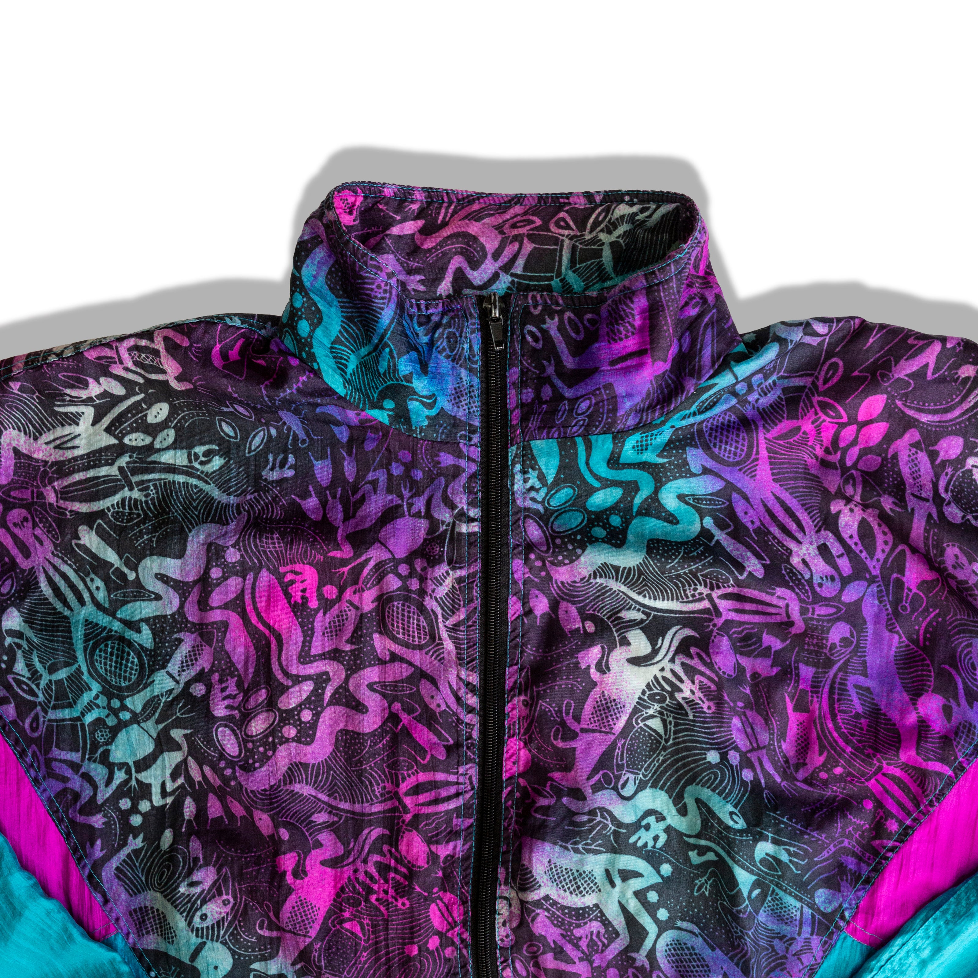 Vintage funky paterned winbreaker with removable sleeves (M/L)