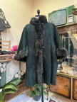 Unique forest green genuine leather Afghan coat /cape